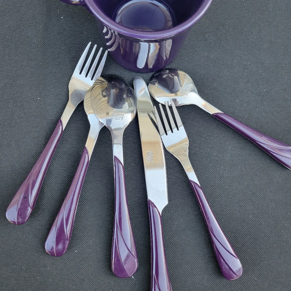 Fiesta Plum Purple Swirl Flatware & Mug ~ Retired Items & Color